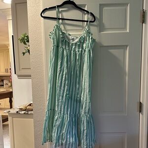 J. Crew Green and White Striped Dress